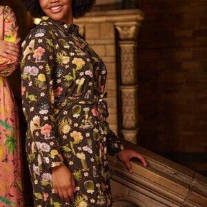 Joanie Clothing Natural History Museum Mina Midi Shirt Dress 12 NEW Cactus Print